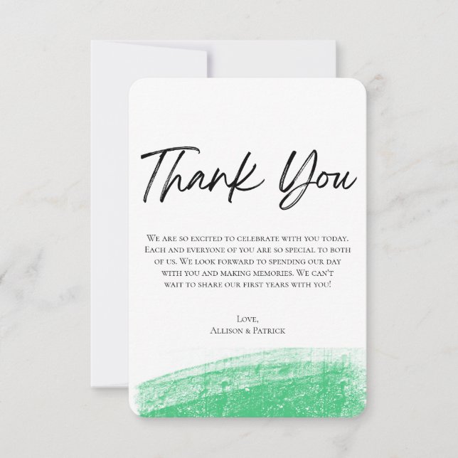 Minimalist Doodle Wedding Thank You Card (Front)