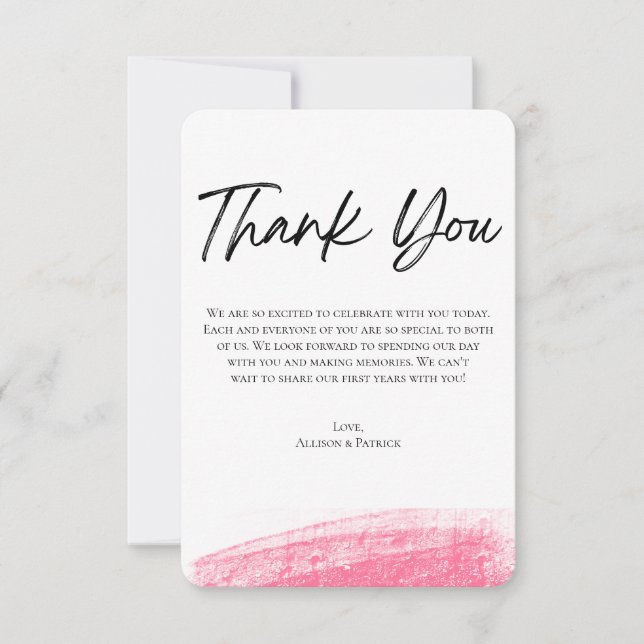 Minimalist Doodle Wedding Thank You Card (Front)