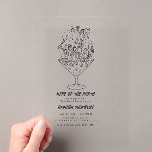 Minimalist Doodle Wife of the Party Bachelorette Acrylic Invitations
