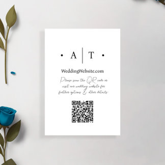 Minimalist Dotted Black & White QR Code Wedding Enclosure Card