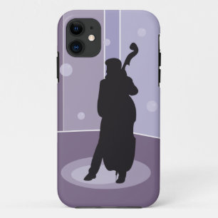 Minimalist Double Bass Silhouette Music Art iPhone 11 Case