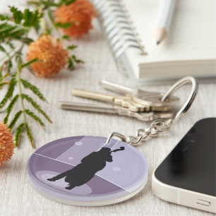 Minimalist Double Bass Silhouette Music Art Keychain