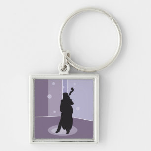 Minimalist Double Bass Silhouette Music Art Keychain