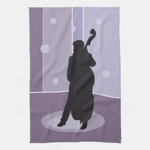 Minimalist Double Bass Silhouette Music Art Towel