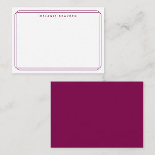 Minimalist Double Curve Wine Border Name Note Card