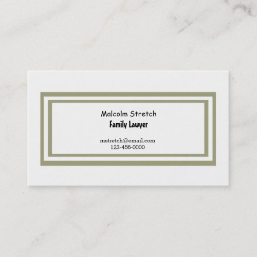 Minimalist Double Gold Border Family Lawyer Business Card