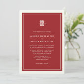 Minimalist Double Happiness Chinese Wedding Invite (Standing Front)