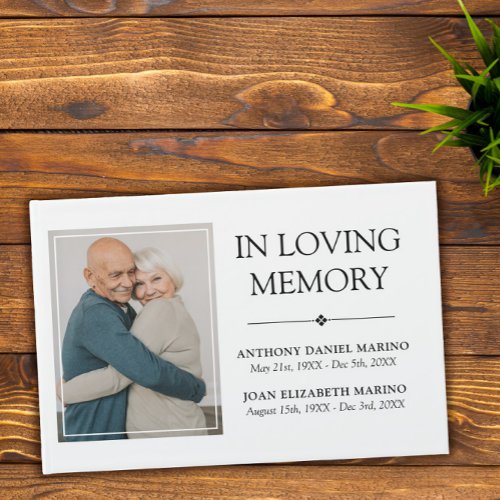 Minimalist Double Memorial In Loving Memory Photo Guest Book
