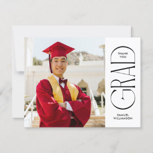 Minimalist Double Sided Photo Blank Graduation Thank You Card