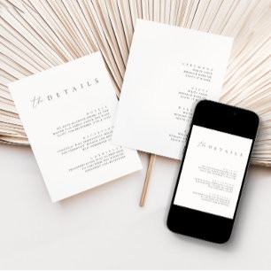 Minimalist Double Sided Wedding Details Enclosure  Invitation