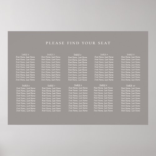 Minimalist Dove Gray Wedding Seating Chart
