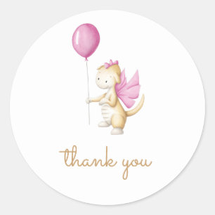 Minimalist Dragon Birthday Thank You Classic Round Sticker