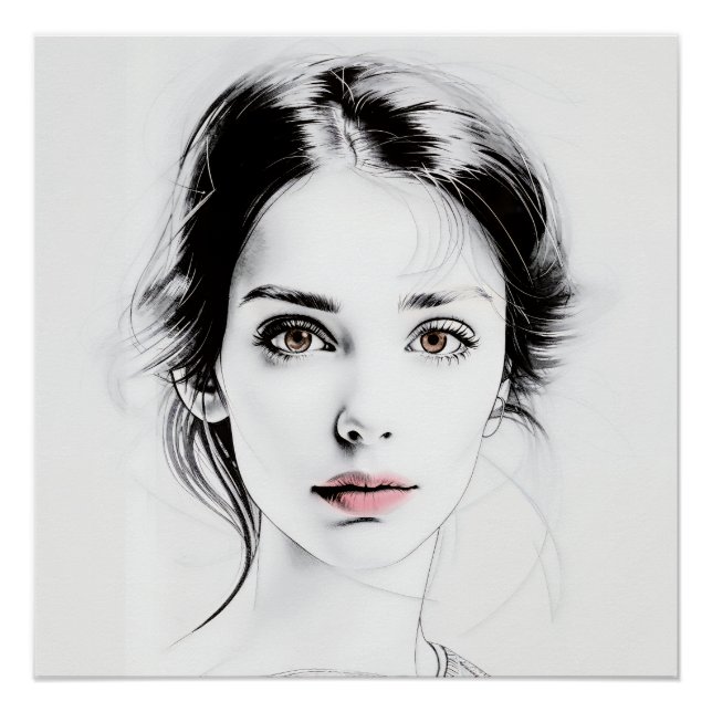 Minimalist drawing of a girl's face poster (Front)
