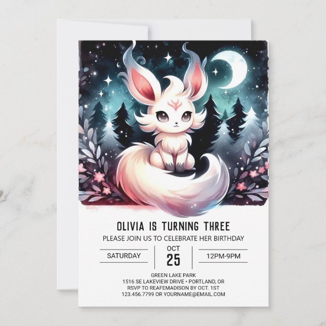 Minimalist Dreamy Wolf Birthday Invitation (Front)