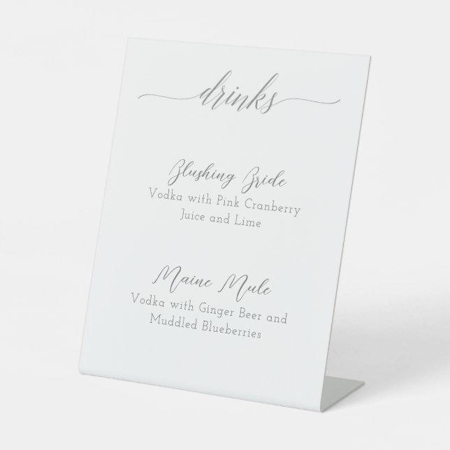 Minimalist drink sign, bar sign, wedding sign (Front)