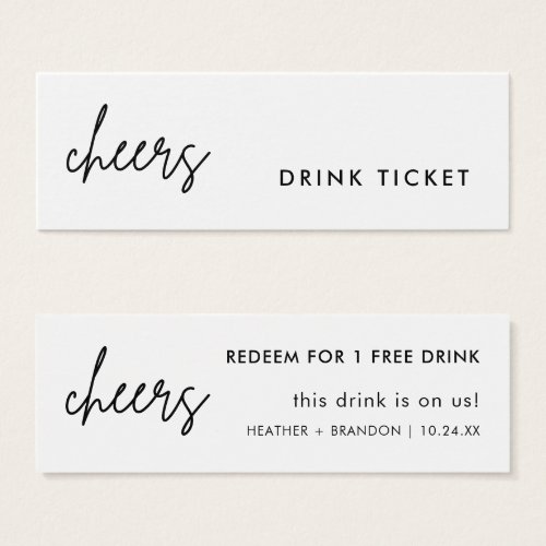 Minimalist Drink Ticket Wedding Bar Cards