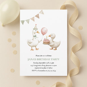 Minimalist Duck Birthday Invitation Neutral
