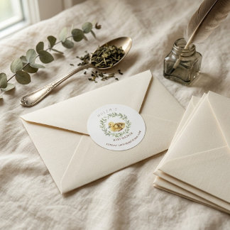 Minimalist Duckling Watercolor Baby Shower Envelop Classic Round Sticker