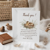 Minimalist Duckling Watercolor Baby Shower Thank Y