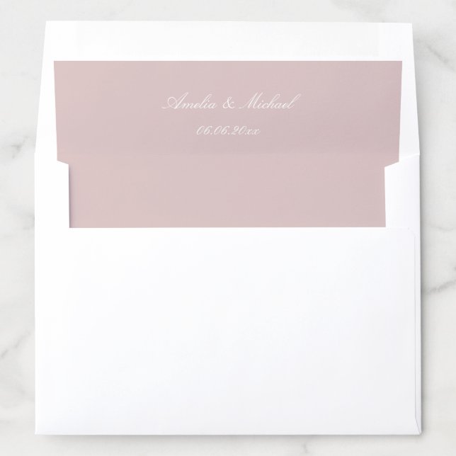 Minimalist  Dusky Pink Personalized Wedding  Envelope Liner (In Envelope)