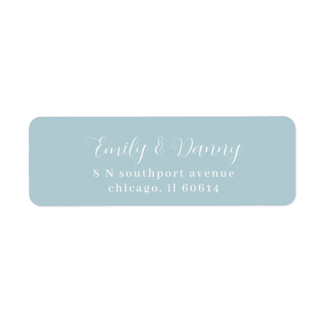 Minimalist Dusty Baby Blue Elegant Wedding Address Label (Front)
