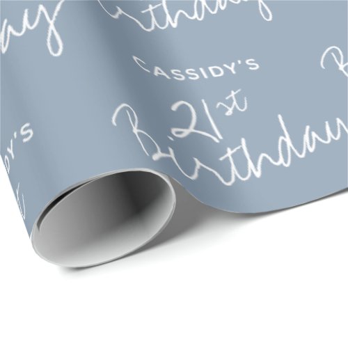 Minimalist Dusty Blue 21st Birthday Wrapping Paper