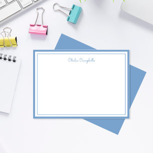 Minimalist dusty blue, 2 Borders, signature Note Card