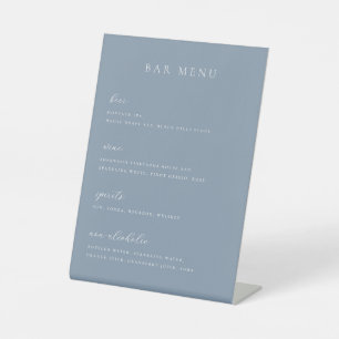 Minimalist Dusty Blue Bar Menu List Pedestal Sign