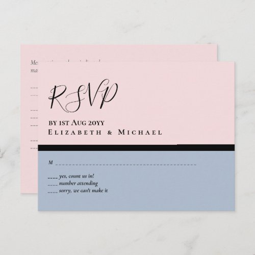 Minimalist Dusty Blue Blush Pink Wedding Postcard