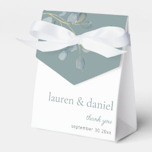 Minimalist Dusty Blue Botanical Favor Boxes