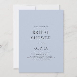 Minimalist Dusty Blue Bridal Shower Invitation