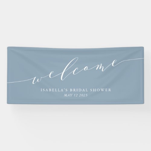 Minimalist Dusty Blue Bridal Shower Welcome  Banner