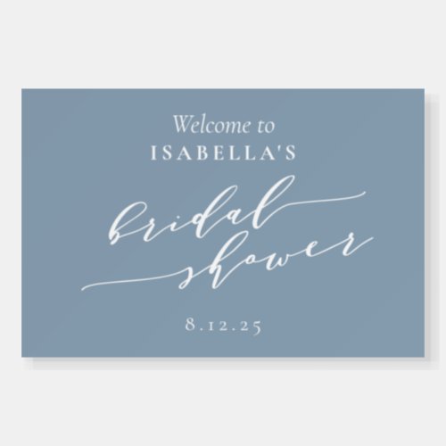 Minimalist Dusty Blue Bridal Shower Welcome Sign