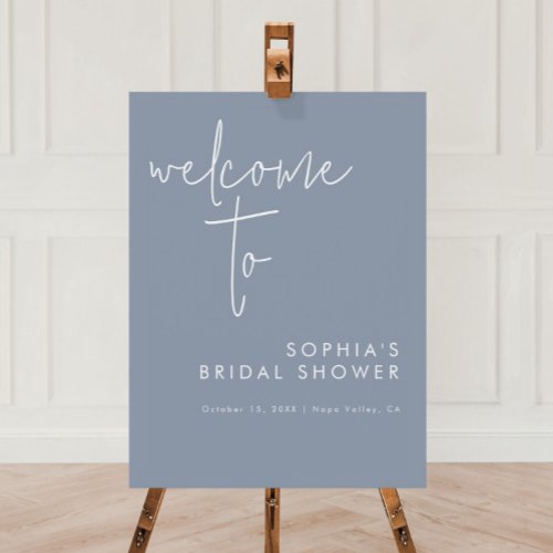 Minimalist Dusty Blue Bridal Shower Welcome Sign