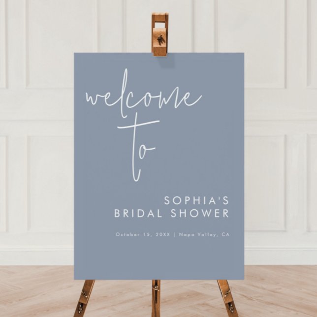 Minimalist Dusty Blue Bridal Shower Welcome Sign (Creator Uploaded)
