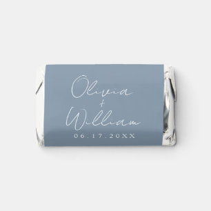 Minimalist Dusty Blue Bride Groom Names Wedding Hershey's Miniatures