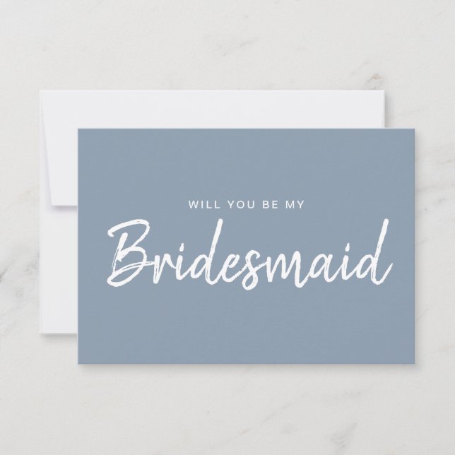 Minimalist Dusty Blue Bridesmaid Proposal Invitation (Front)