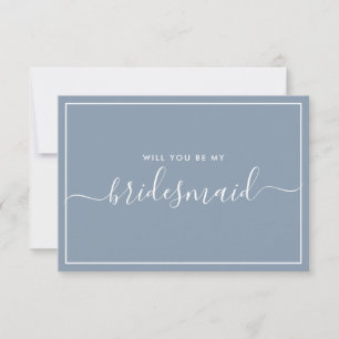 Minimalist Dusty Blue Bridesmaid Proposal Invitation