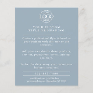 Minimalist Dusty Blue Business Logo Promotional Flyer