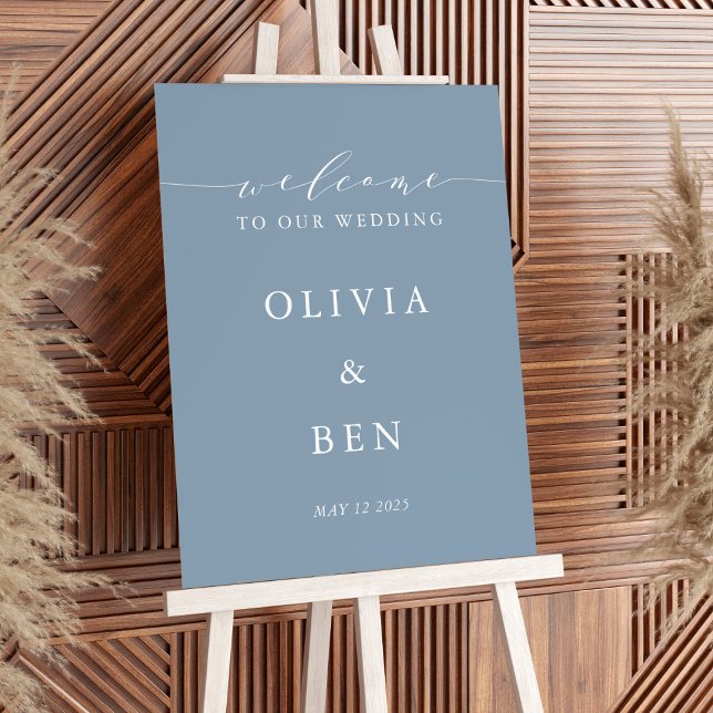 Minimalist Dusty Blue Custom Wedding Welcome Sign (Creator Uploaded)