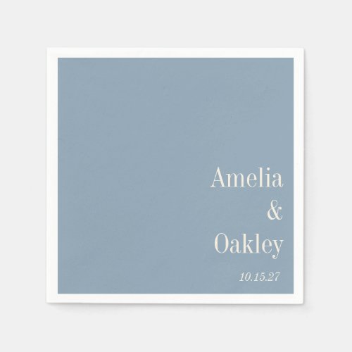 Minimalist Dusty Blue Elegant Wedding Custom Napkins