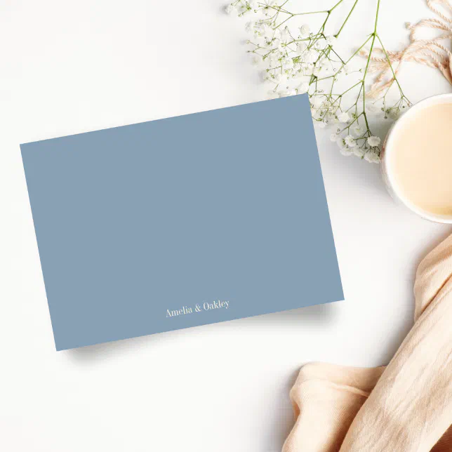 Minimalist Dusty Blue Elegant Wedding Custom Thank You Card | Zazzle