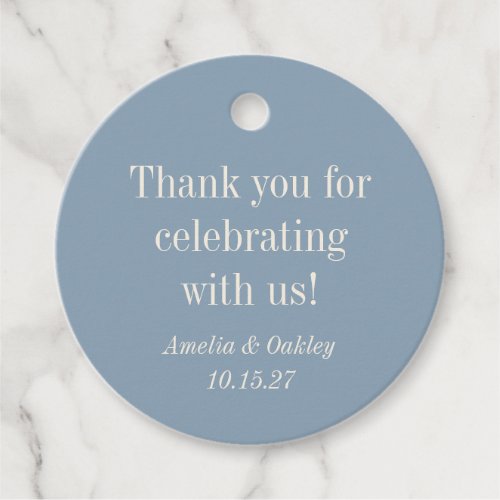 Minimalist Dusty Blue Elegant Wedding Thank You Favor Tags