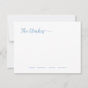 Minimalist Dusty Blue Family Stationery  Note Card