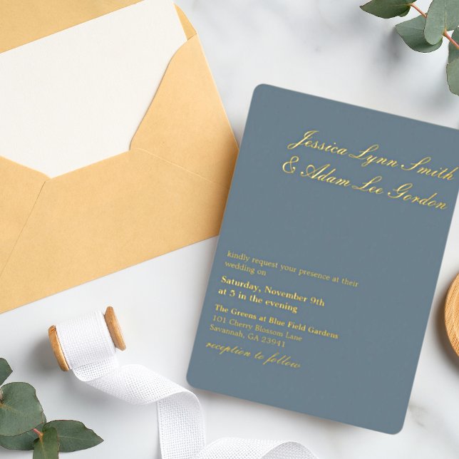 Minimalist Dusty Blue  Foil Invitation (Creator Uploaded)