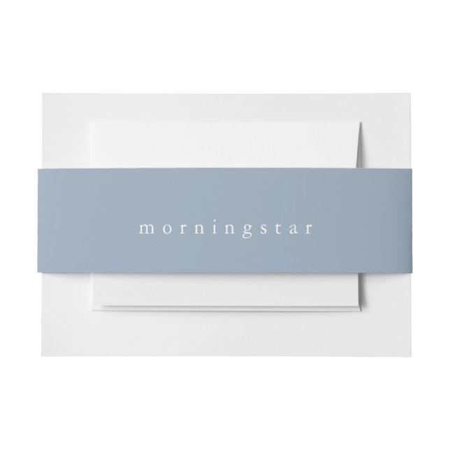 Minimalist Dusty Blue Invitation Belly Band (Front Example)