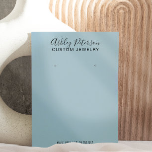 Minimalist dusty blue  jewelry earring display business card