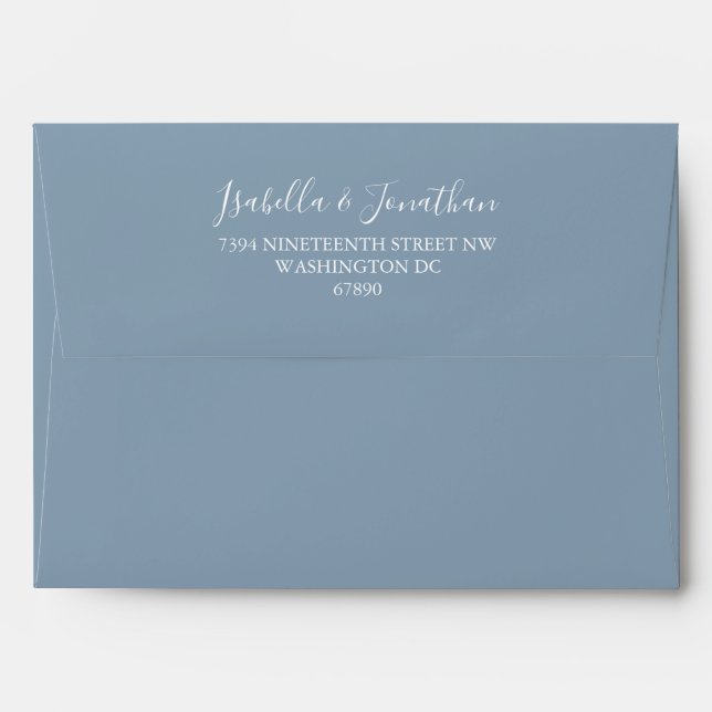 Minimalist Dusty Blue Matching Return Address Envelope (Back (Top Flap))