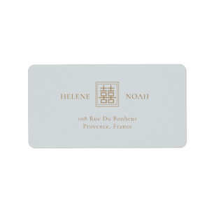 Minimalist Dusty Blue Modern Chinese Wedding Label