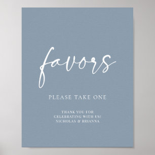 Minimalist Dusty Blue Modern Classic Wedding Favor Poster